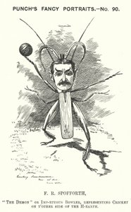 Punch-Karikatur: Fred Spofforth, australischer Cricketspieler (Gravur) von Edward Linley (after) Sambourne