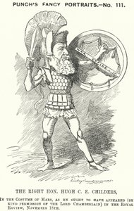 Karikatur von Punch: Hugh Childers, englischer liberaler Politiker (Stich) von Edward Linley (after) Sambourne