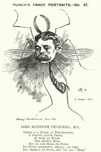 Punch-Karikatur: Lord Randolph Churchill, englischer konservativer Politiker (Stich) von Edward Linley (after) Sambourne