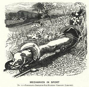 Punch-Karikatur: Mechanik im Sport. Nr. 4 - Pneumatische Versand-Fuchsjagdgesellschaft (Limited)