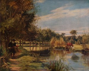 Izaak Walton beim Angeln: Ein Sommertag am Ufer der Colne, 1938 von Edward Matthew Ward