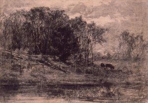 Kühe im Wald von Edward Mitchell Bannister