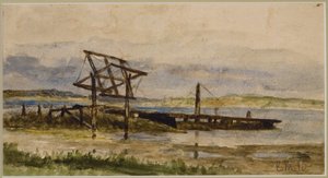 Landschaft mit Dock, Meer und Strand (Nr. 18), ca. 1880 von Edward Mitchell Bannister