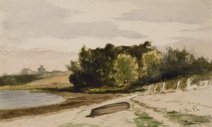 Landschaft mit Baumstamm am Strand (#40), ca. 1880 von Edward Mitchell Bannister