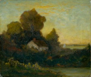 Ohne Titel (Haus im Wald nahe See)