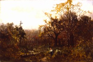 Unbetitelte Landschaft - Frau trägt Holz