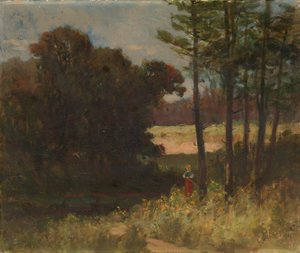 Unbetitelte Landschaft mit Bäumen und Frau, 1894 von Edward Mitchell Bannister