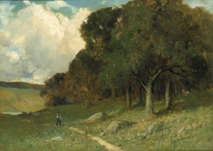 Mann auf einem Pfad mit Bäumen im Hintergrund, 1882