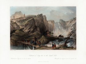 Wasserfall von Ting-hoo, am Tripod-See, China, um 1840 von Edward Paxman Brandard