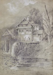 Landschaft mit Wassermühle