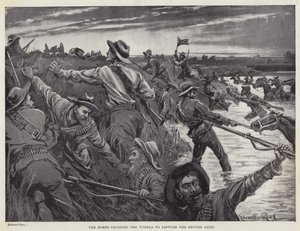 Die Buren überqueren den Tugela, um die britischen Kanonen zu erobern (Lithografie) von Edward Read