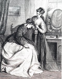 Eine ältere Schwester tröstet ihre jüngere Schwester