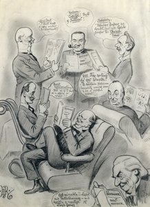 The Bystander 1000. Ausgabe, mit Lord Cave (1856-1928) Stanley Baldwin (1867-1947) Lord Salisbury (1861-1947) Herbert Asquith (1852-1928) und Winston Churchill (1874-1965)