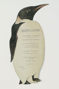 Menü in Form eines Kaiserpinguins, für das Mittwinter-Dinner, Cape Evans, 22. Juni 1912 von Edward W. Nelson
