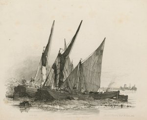 Lastkähne auf der Themse von Edward William Cooke