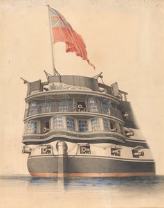 Detailansicht des Hecks der HMS 