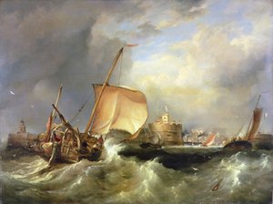 Französisches Heringsboot läuft in den Hafen von Havre de Grace ein von Edward William Cooke