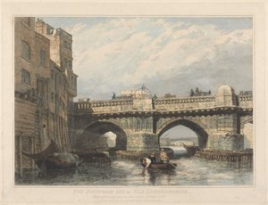 Das Southwark-Ende der alten London Bridge von Edward William Cooke
