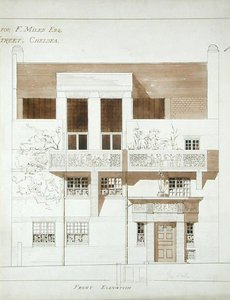 Vorderansicht des Studios und Hauses für Frank Miles, Tite Street, Chelsea, 1878-79
