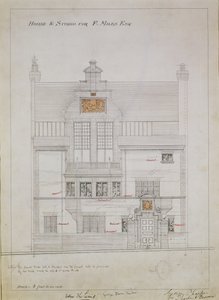 Arbeitszeichnung für Haus und Studio für F. Miles Esq, Tite Street, Chelsea, 1878-79 von Edward William Godwin