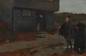 An der Hüttentür (Szene aus Neuengland im 17. Jahrhundert) von Edwin Austin Abbey