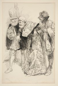 Baptista protestiert, Illustration für Akt I, Szene i, Der Widerspenstigen Zähmung von Edwin Austin Abbey