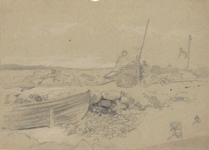 Strandszene mit Dory von Edwin Austin Abbey