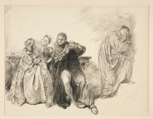 Bianca und Lucentio, aus Akt III, Szene i, Der Widerspenstigen Zähmung von Edwin Austin Abbey