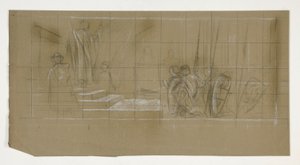 Kompositionsstudie für Die Abreise, aus Die Suche nach dem Heiligen Gral (eine Serie von fünfzehn Gemälden für die Boston Public Library, abgeschlossen 1901) von Edwin Austin Abbey