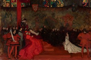 Kompositionsstudie für Die Verhandlung von Königin Katharina, Heinrich VIII, Akt II, Szene IV von Edwin Austin Abbey