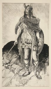 Edgar bewaffnet - Akt V, Szene III, König Lear von Edwin Austin Abbey
