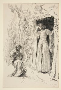 Ferdinand trifft Miranda, Illustration für Akt III, Szene i, Der Sturm
