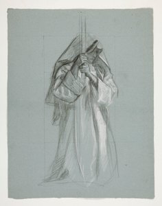 Figurenstudie für Sir Lancelot und Sir Bors rüsten Galahad mit seinen Sporen aus, aus Die Suche nach dem Heiligen Gral (zweite von fünfzehn Gemälden für die Boston Public Library, abgeschlossen 1901) von Edwin Austin Abbey