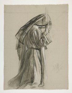 Figurenstudie für die Ritterschlagung von Sir Galahad, aus Die Suche nach dem Heiligen Gral (eine Serie von fünfzehn Gemälden für die Boston Public Library, abgeschlossen 1901) von Edwin Austin Abbey