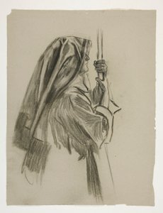 Figurenstudie für die Ritterschaft von Sir Galahad, aus Die Suche nach dem Heiligen Gral (eine Serie von 15 Gemälden für die Boston Public Library, abgeschlossen 1901) von Edwin Austin Abbey