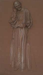 Figurenstudie, alter Mann mit Stab, möglicherweise Polonius in  von Edwin Austin Abbey