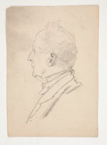 Kopf eines Mannes (recto); Fragmente von Skizzen (verso) von Edwin Austin Abbey