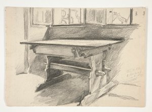Innenstudie: Rothenburg, Studie eines gotischen Tisches von Edwin Austin Abbey