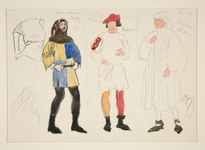 Leinenkostüm, Bäckerkostüm, Herrenkostüm: Kostümentwurf für Henry Irving von Edwin Austin Abbey