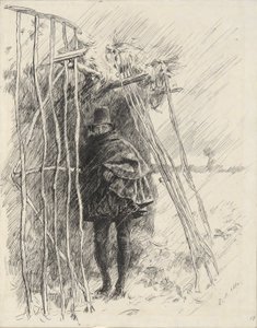 Mann im Regen, Studie für Illustration von Edwin Austin Abbey