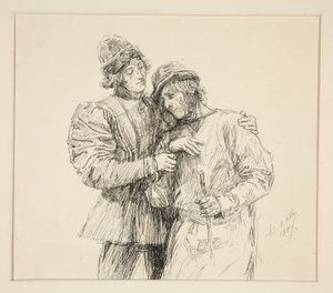 Orlando und Adam, Illustration für Akt II, Szene iv, Wie es euch gefällt von Edwin Austin Abbey