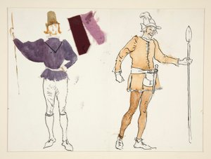 Bauern, Kostümentwurf für Henry Irving von Edwin Austin Abbey