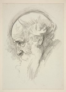 Porträt eines alten bärtigen Mannes im Profil von Edwin Austin Abbey
