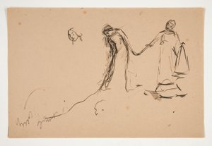 Vorzeichnung von Helena und Lafeu für Akt IV, Szene III, Alles von Edwin Austin Abbey