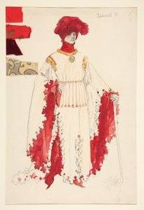 Richard II (in Rot), Kostümentwurf für Henry Irving