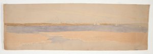 Flusslandschaft mit Stadt am fernen Ufer von Edwin Austin Abbey