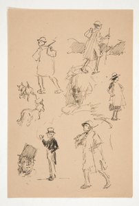 Blatt mit Skizzen von Landfiguren