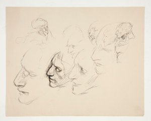 Blatt mit Studien eines einzelnen Gesichts von Edwin Austin Abbey