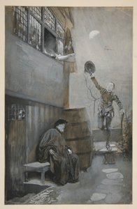 Skizze für nächtliches Rendezvous - 3 Figuren: zwei männlich, eine weiblich