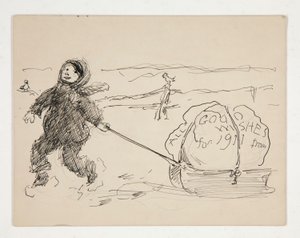 Skizze für eine Grußkarte: ALLE GUTEN WÜNSCHE FÜR 1911 von von Edwin Austin Abbey